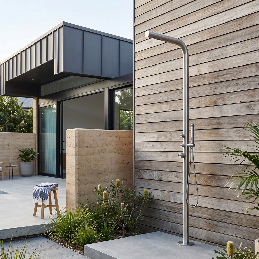Haven Yarra Freestanding Outdoor Shower Kit 316 Hydro Jet Stainless Steel Lead Free