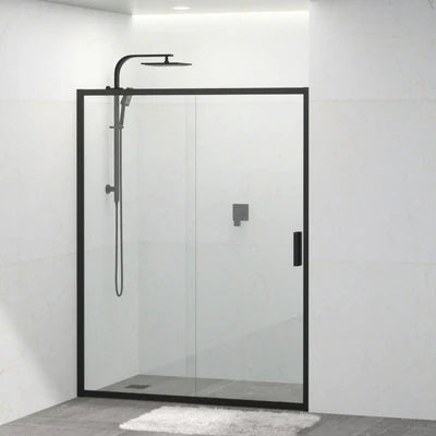 Covey Semi Frameless Wall to Wall Sliding Shower Screen - Black