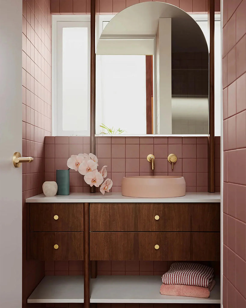 Nood Co Prism Circle Basin Wall Hung - Blush Pink