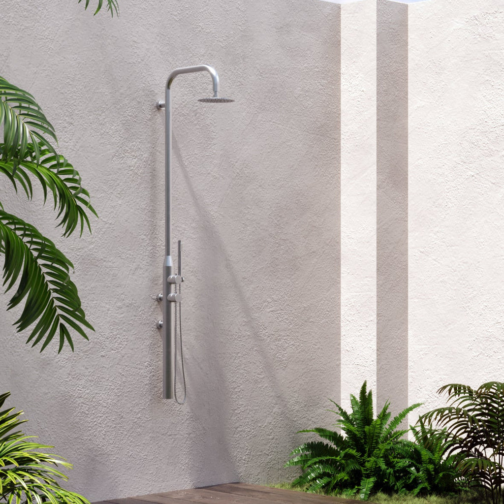 Haven Palm Wall Outdoor Shower Kit 316 Hydro Jet Stainless Steel Lead Free