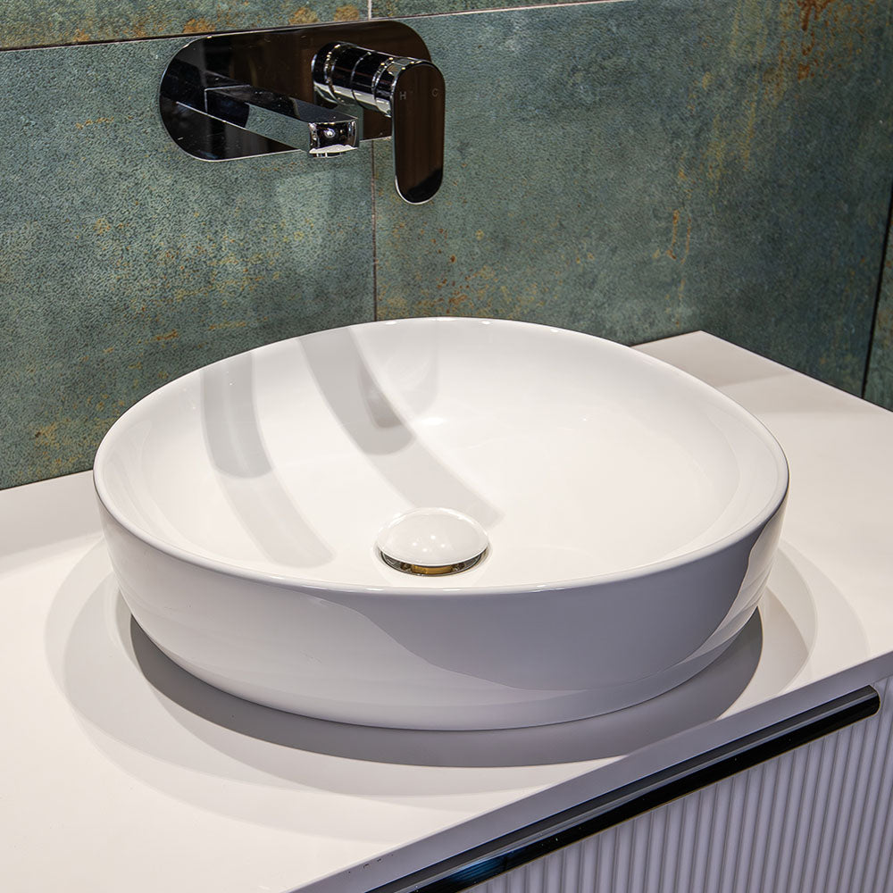 Fienza Pebble Above Counter Basin - Gloss White
