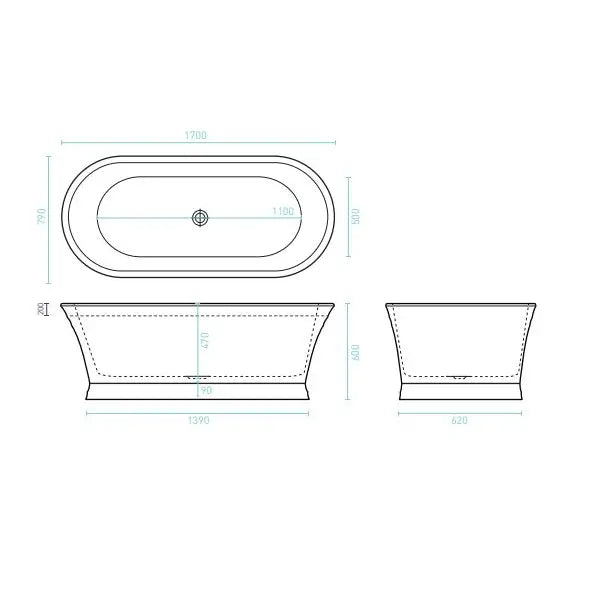 Decina Regent Freestanding Bath 1700mm - Gloss White
