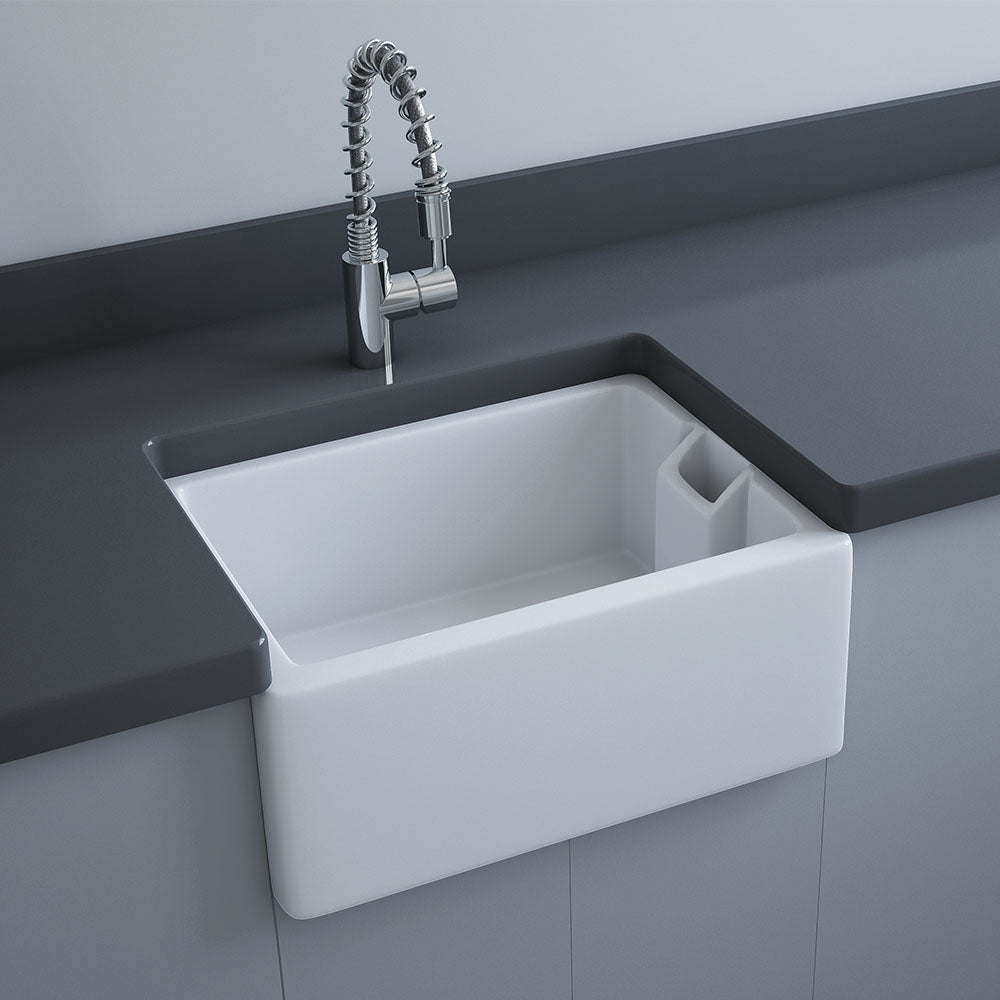 Fienza RAK Jeneifer Small Single Butler Sink - Alpine Gloss White