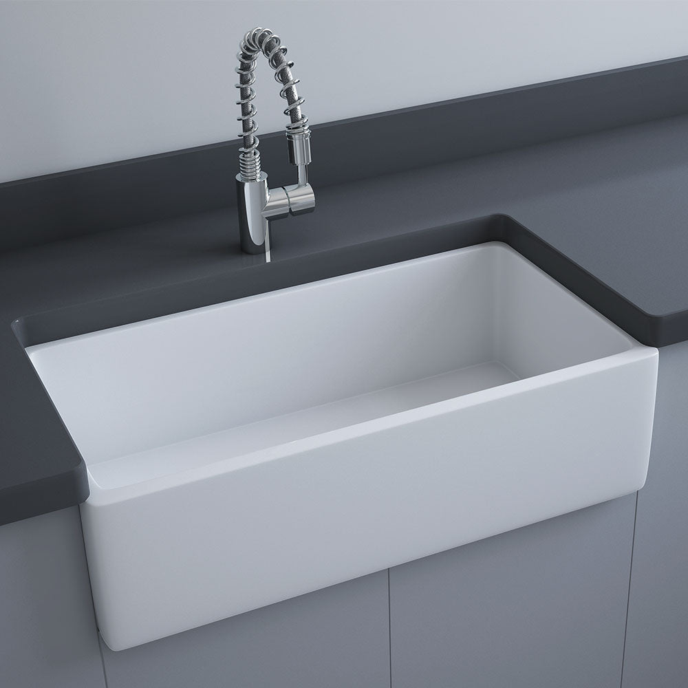 Fienza RAK Gwen Large Single Butler Sink - Alpine Gloss White