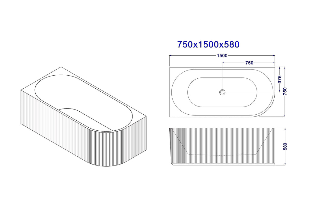 Rosely V Groove Left Hand Corner Bathtub Matt White