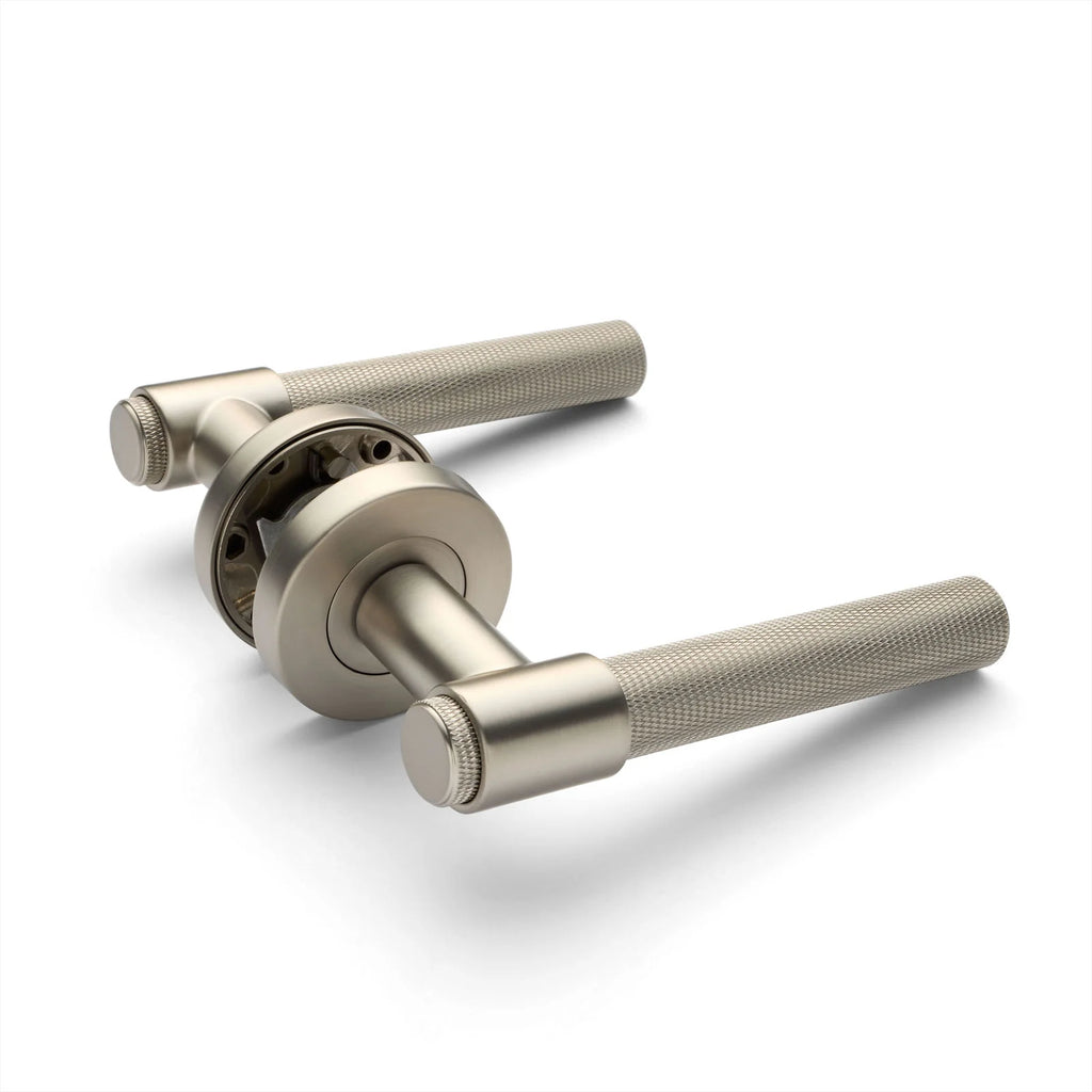 Manovella Knurled Passage Door Handle - Rosedale - Brushed Nickel