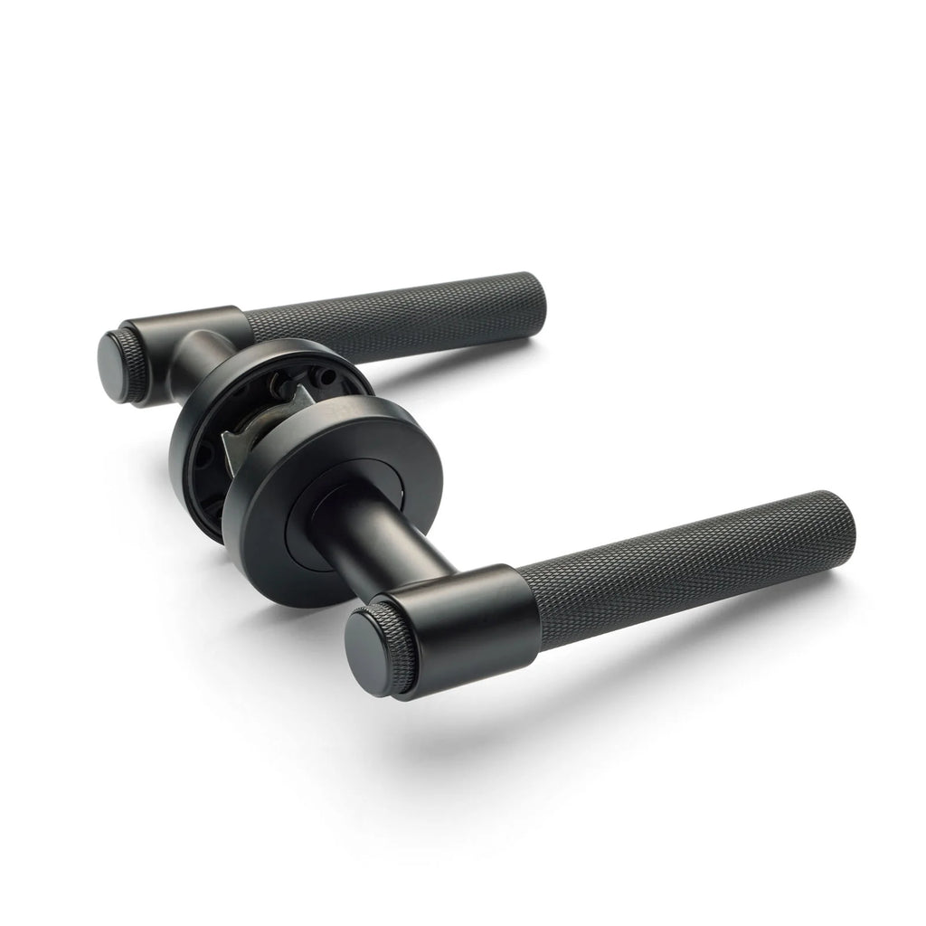 Manovella Knurled Passage Door Handle - Rosedale - Matte Black