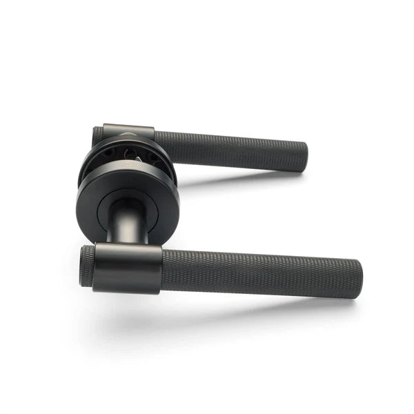 Manovella Knurled Passage Door Handle - Rosedale - Matte Black
