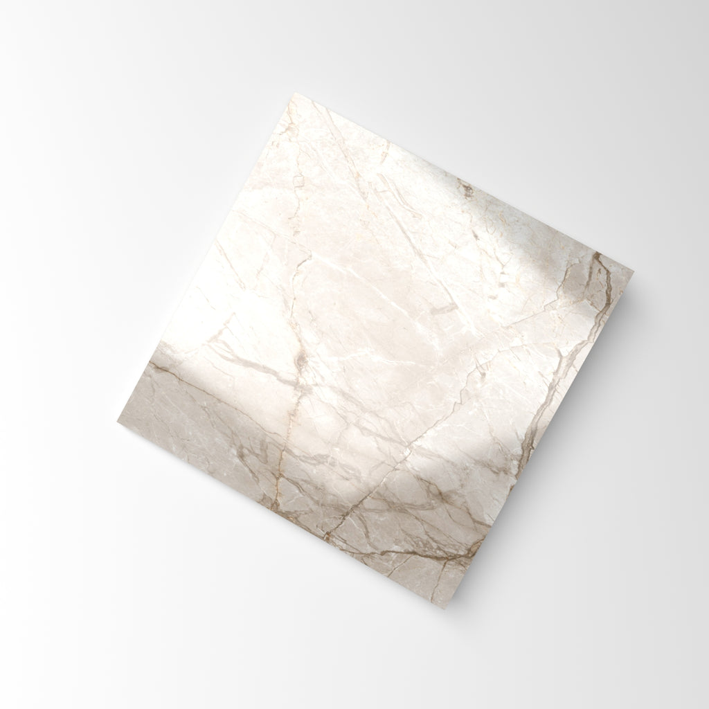 Root Ivory Polished Marble Look Tile 600x600