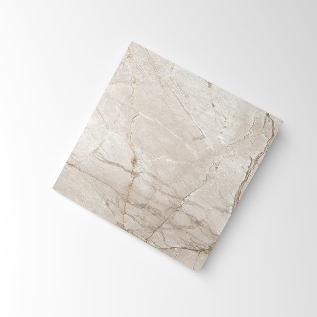 Root Ivory Satin Marble Look Tile 600x600