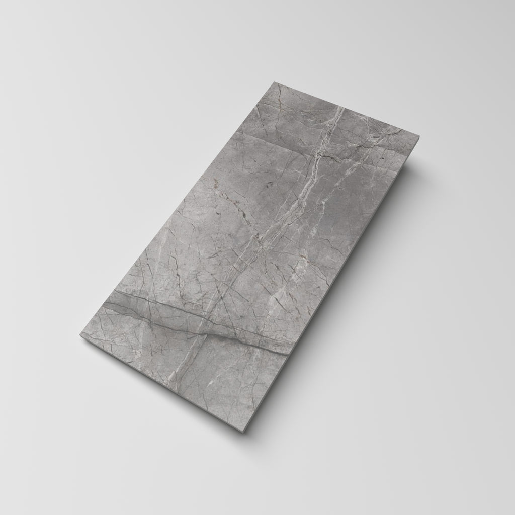 Root Light Grey Satin Marble Look Tile 300x600