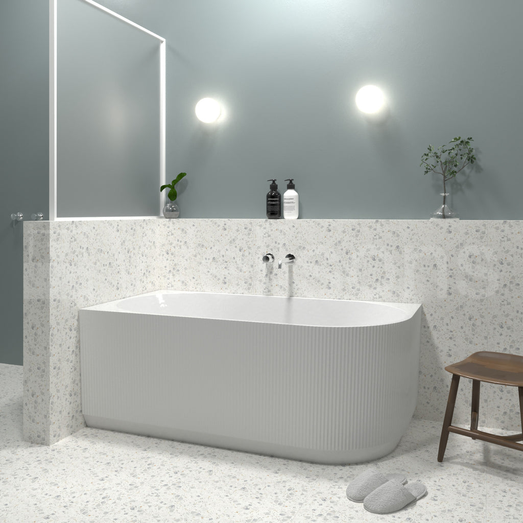 Rosely V Groove Left Hand Corner Bathtub Matt White
