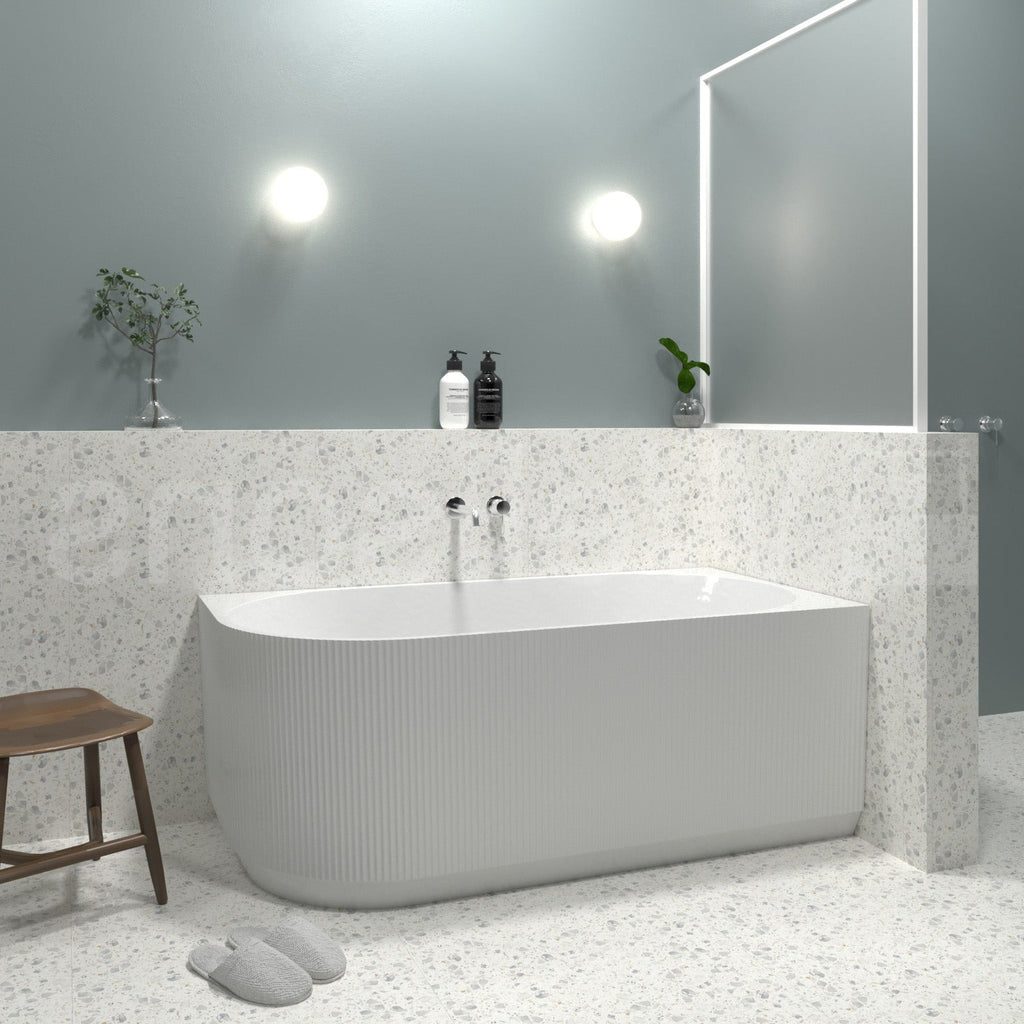 Rosely V Groove Right Hand Corner Bathtub Matt White