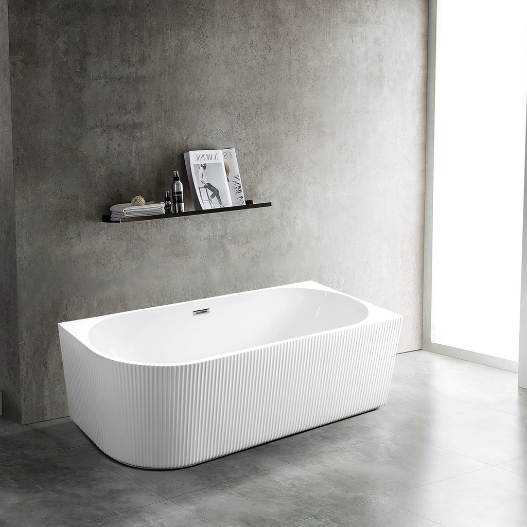 Rosely V Groove Right Hand Corner Bathtub Matt White