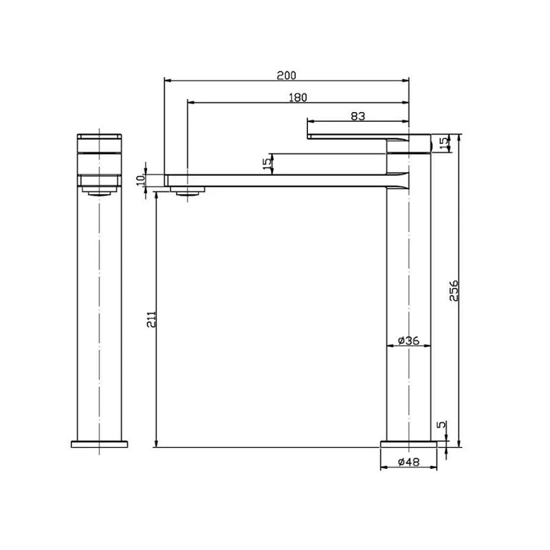Serena Ruki Tall Basin Mixer - Matte Black