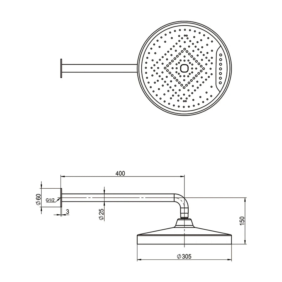 Amoza Curved Shower Arm & Head