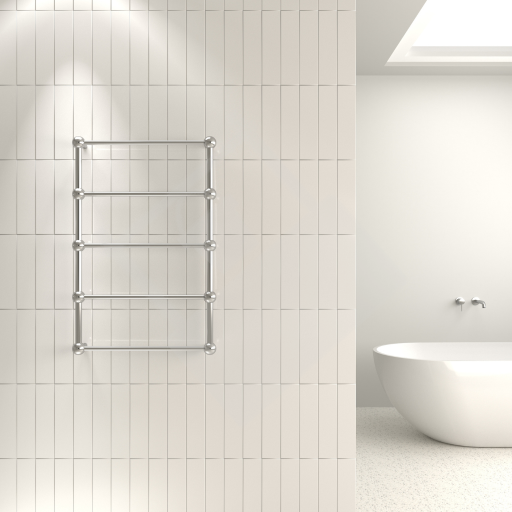 Thermogroup 5 Bar Straight Round Heritage Ladder Heated Towel Rail - Polished Stainless Steel