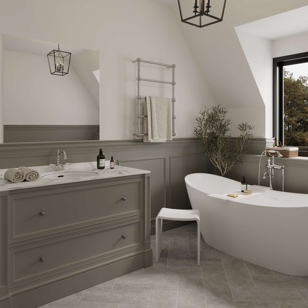 Thermogroup 5 Bar Straight Round Heritage Ladder Heated Towel Rail - Polished Stainless Steel