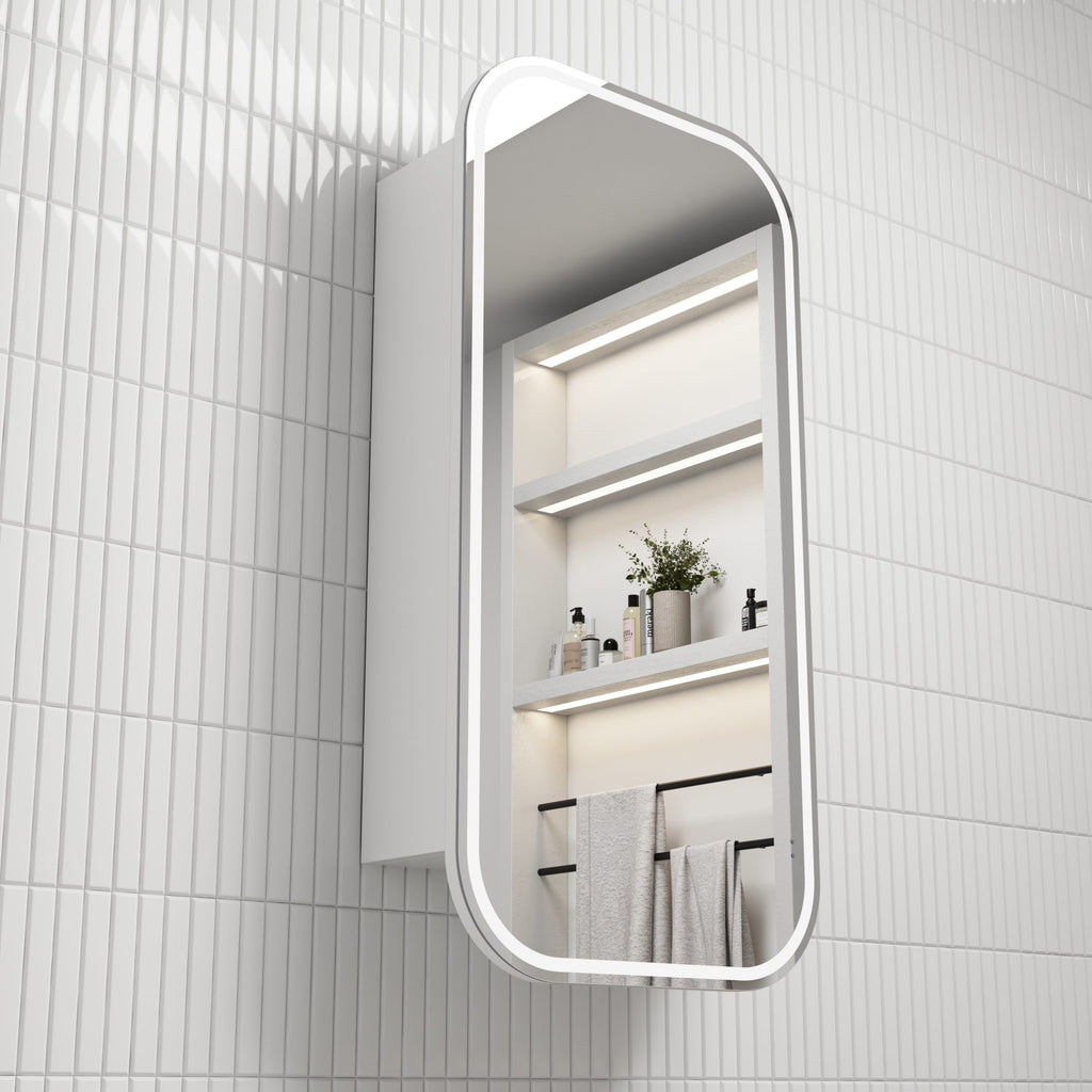 Aulic Vienna LED Shaving Cabinet - Matte White