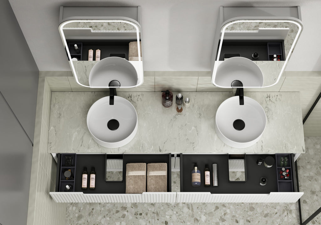 Aulic Vienna LED Shaving Cabinet - Matte White
