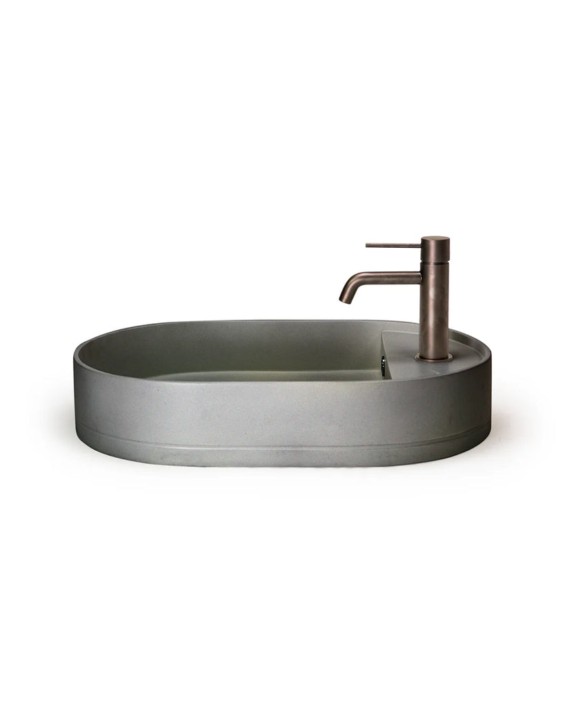 Nood Co Shelf Oval Basin Wall Hung - Mid Tone Grey