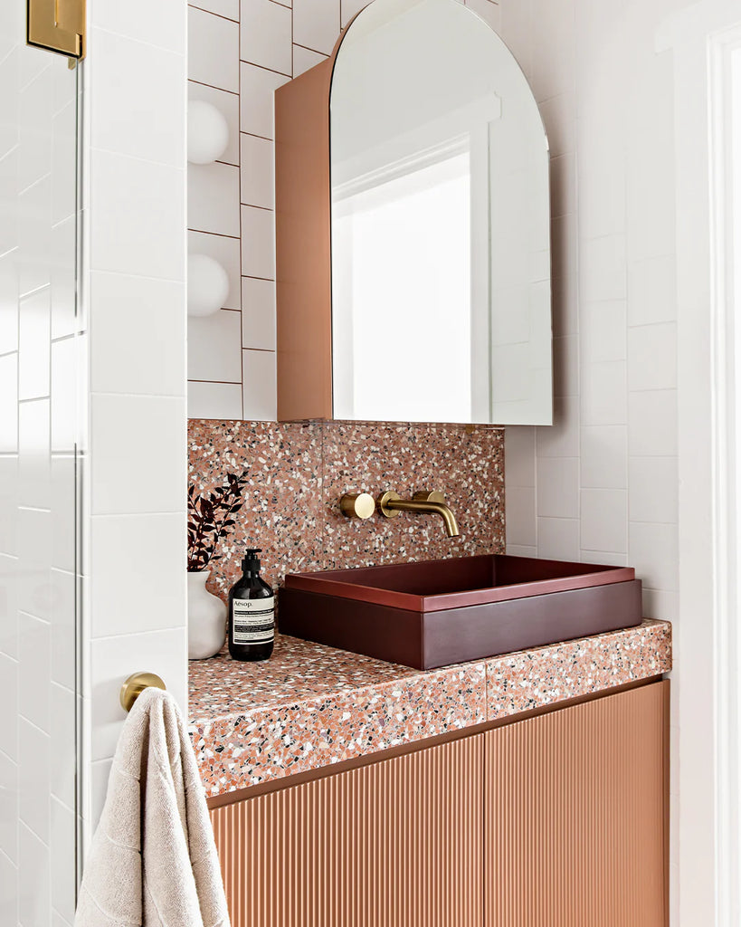Nood Co Stepp Rectangle Basin Wall Hung - Clay