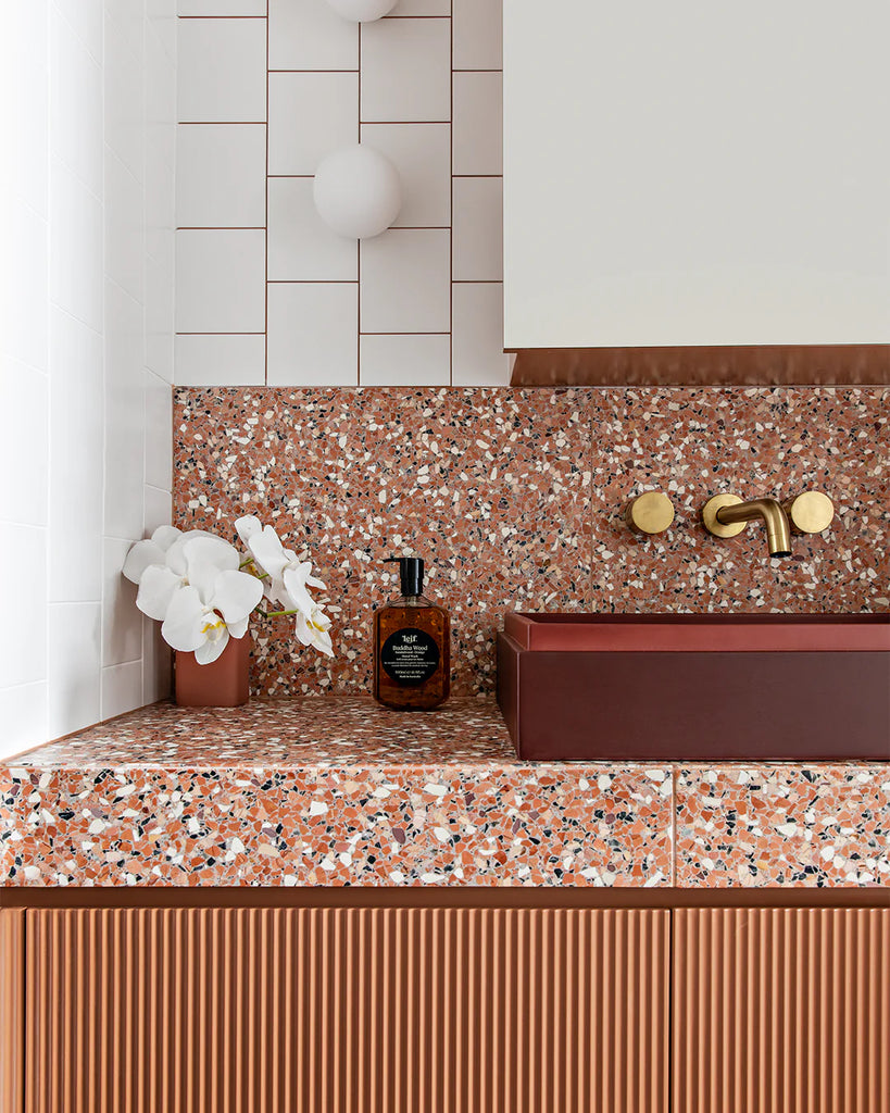 Nood Co Stepp Rectangle Basin Wall Hung - Clay