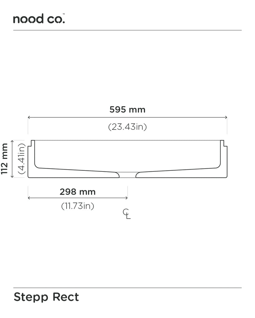 Nood Co Stepp Rectangle Basin Wall Hung - Sky Grey