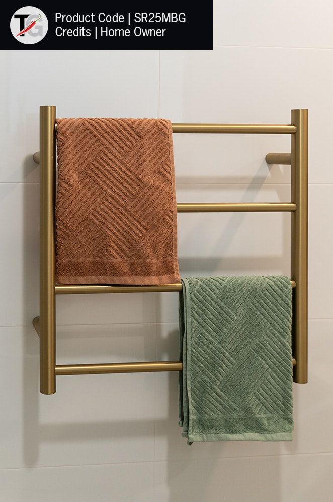 Thermogroup 4 Bar Round Ladder Heated Towel Rail - Brushed Gold
