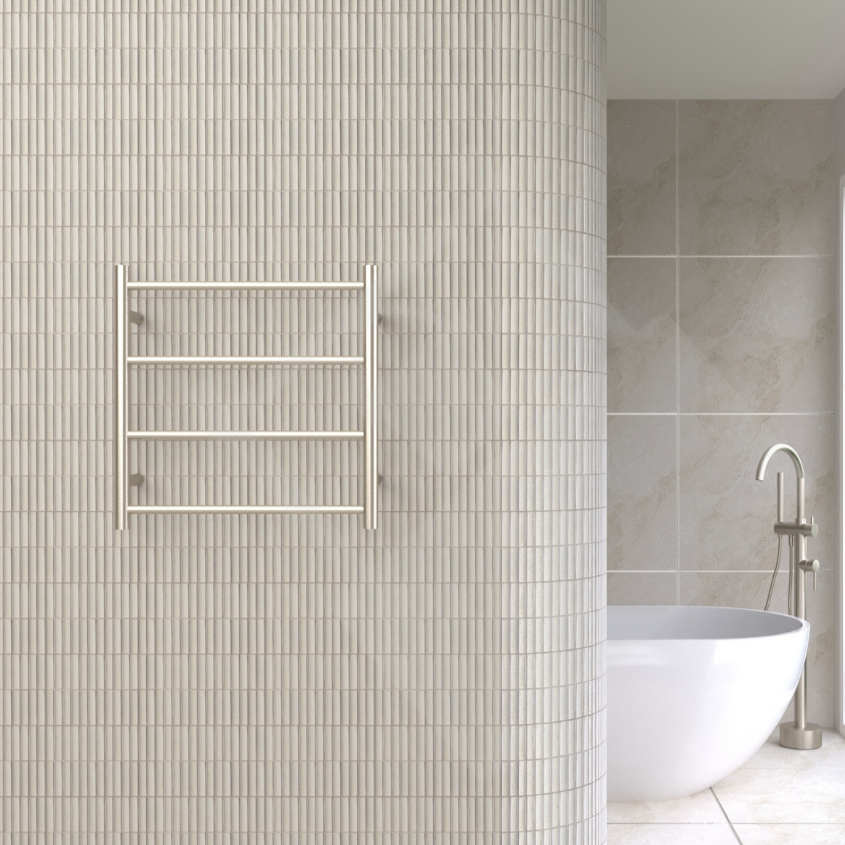 Thermogroup 4 Bar Round Ladder Heated Towel Rail - Brushed Nickel