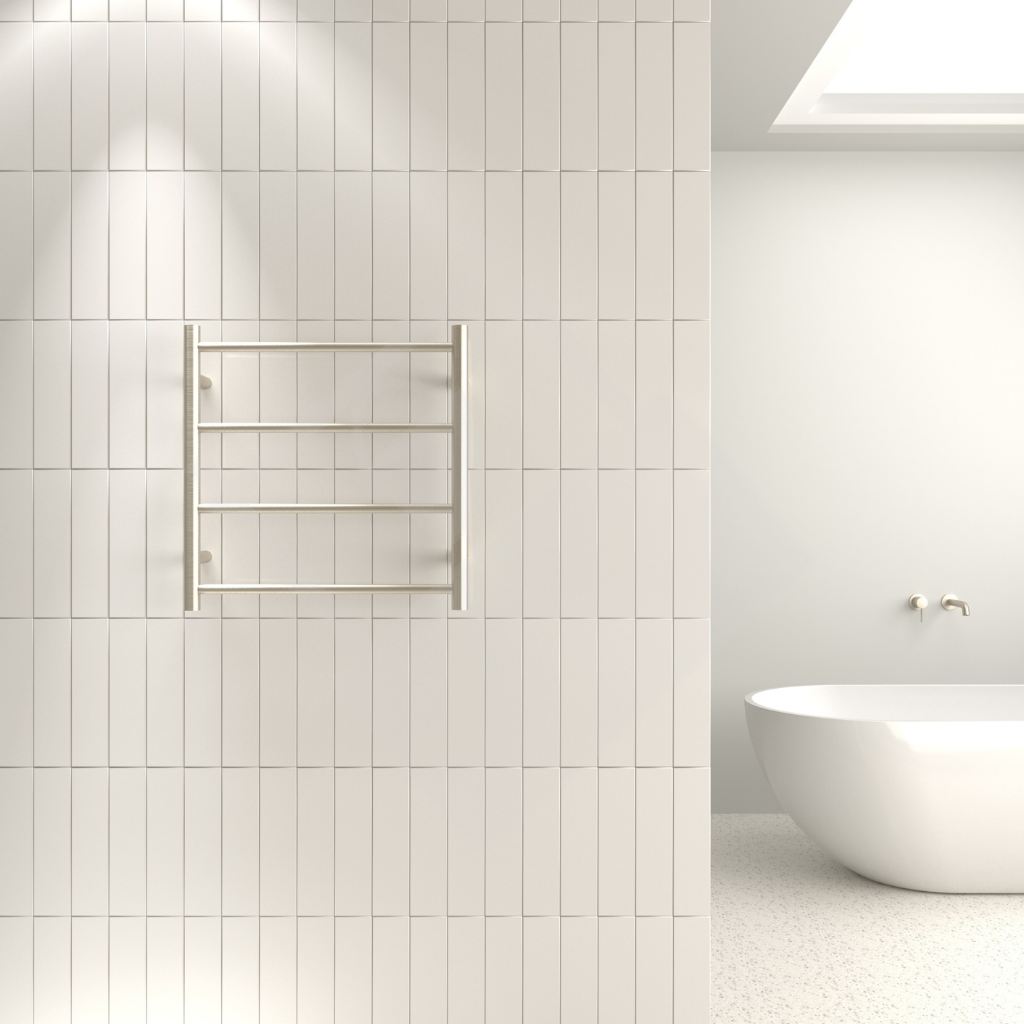 Thermogroup 4 Bar Round Ladder Heated Towel Rail - Brushed Nickel