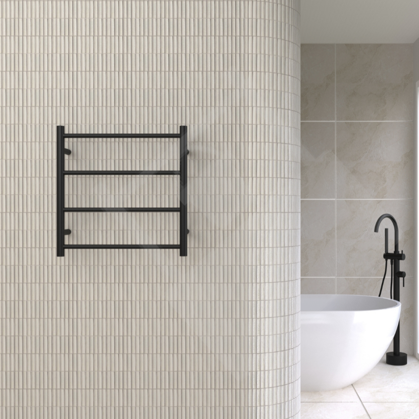 Thermogroup 4 Bar Straight Round Ladder Heated Towel Rail - Matte Black