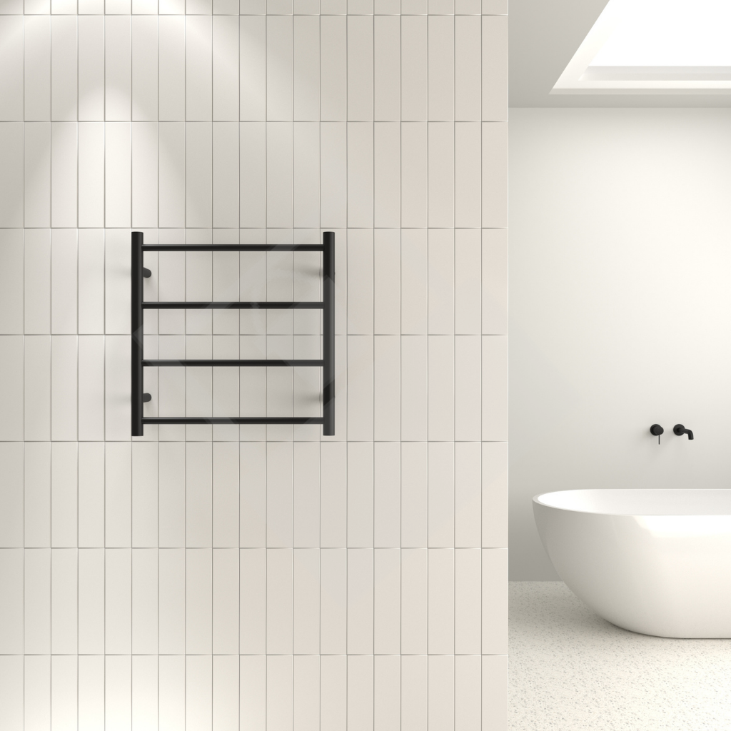 Thermogroup 4 Bar Straight Round Ladder Heated Towel Rail - Matte Black