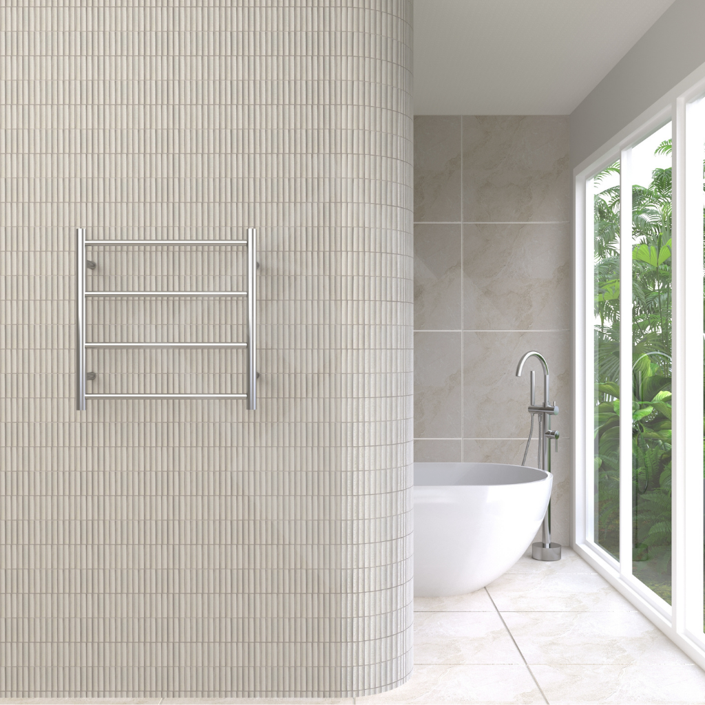 Thermogroup 4 Bar Straight Round Ladder Heated Towel Rail - Polished Stainless Steel