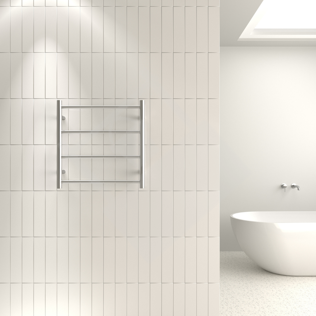 Thermogroup 4 Bar Straight Round Ladder Heated Towel Rail - Polished Stainless Steel