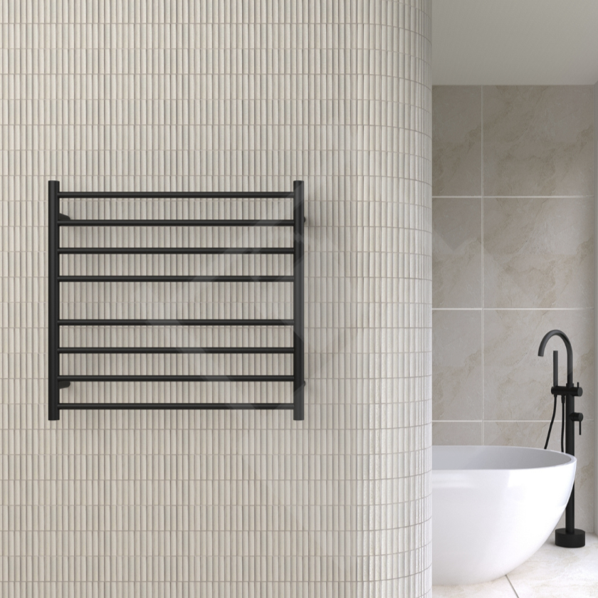 Thermogroup 8 Bar Round Ladder Heated Towel Rail - Matte Black
