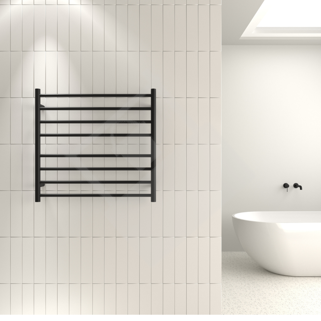 Thermogroup 8 Bar Round Ladder Heated Towel Rail - Matte Black