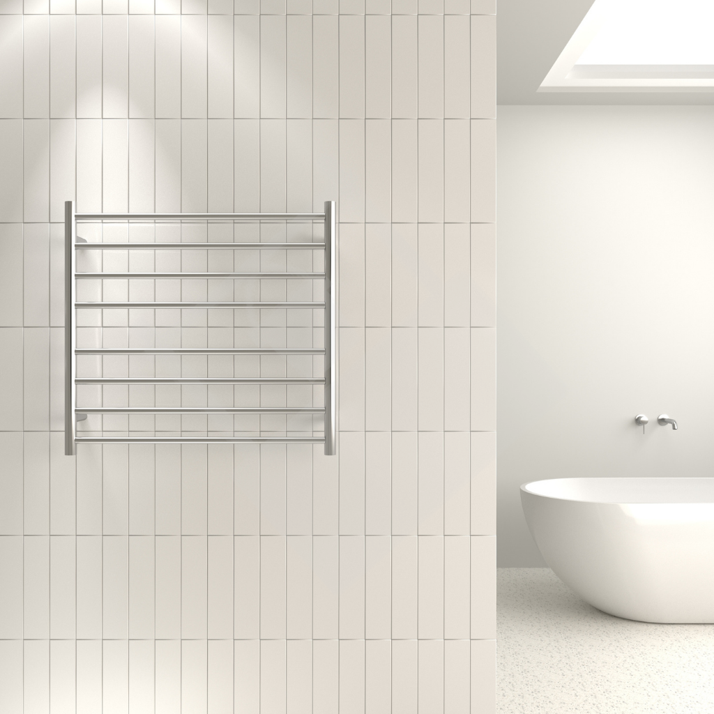 Thermogroup 8 Bar Straight Round Ladder Heated Towel Rail - Chrome