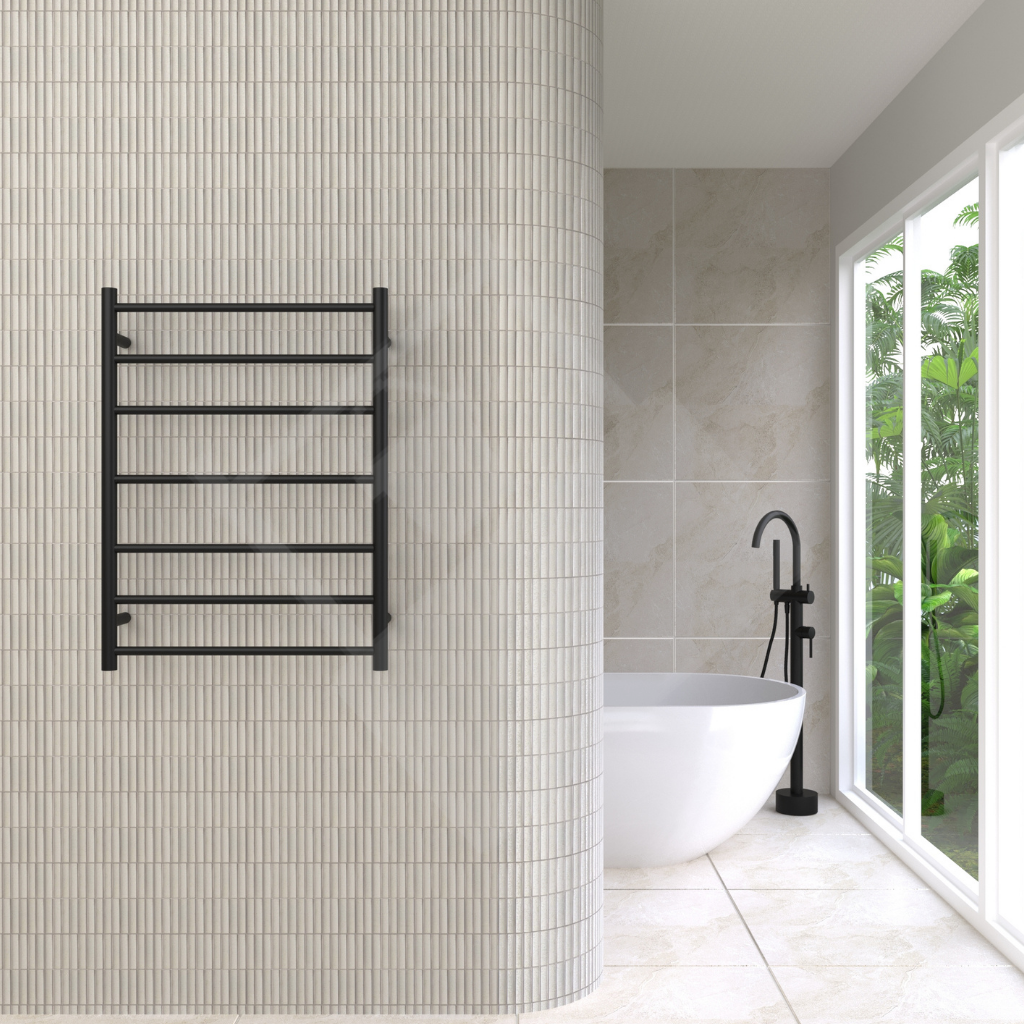 Thermogroup 7 Round Heated Ladder Towel Rail - Matte Black