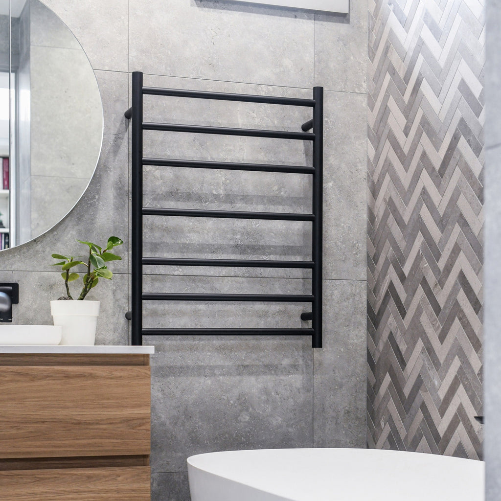 Thermogroup 7 Round Heated Ladder Towel Rail - Matte Black