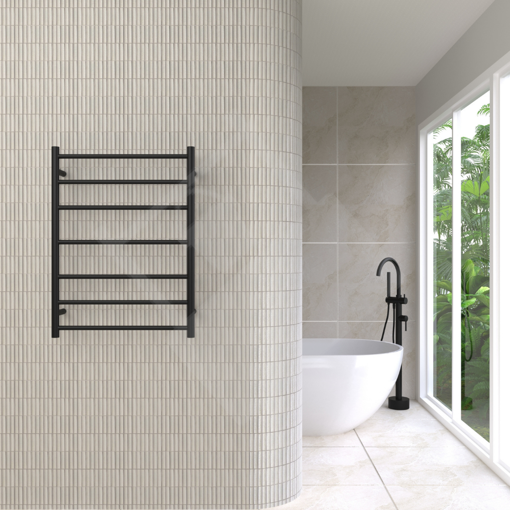 Thermogroup 7 Bar Round Ladder Heated Towel Rail - Matte Black