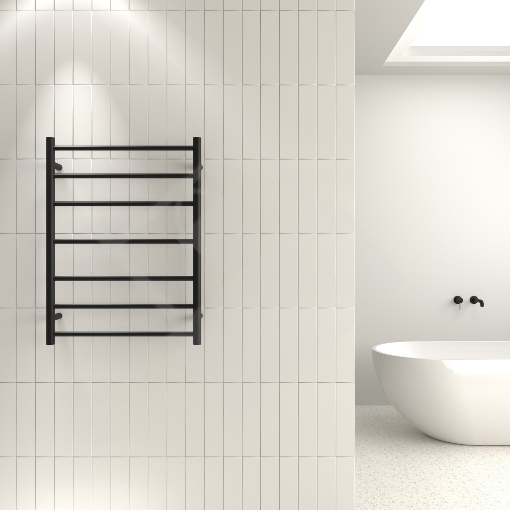 Thermogroup 7 Bar Round Ladder Heated Towel Rail - Matte Black