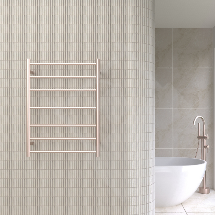 Thermogroup 7 Bar Round Ladder Heated Towel Ladder - Rose Gold
