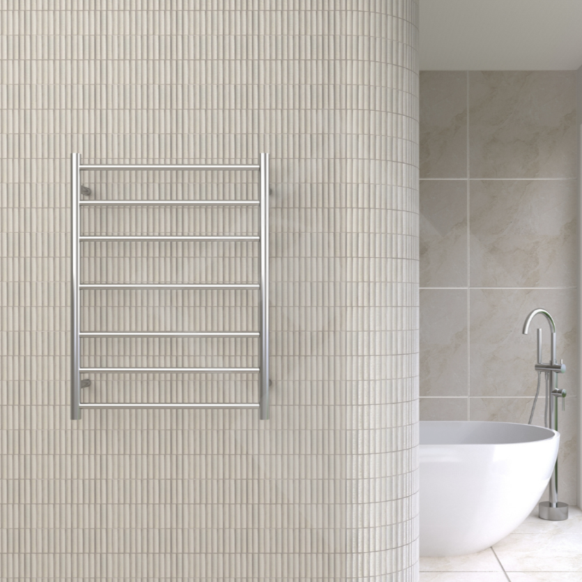 Thermogroup 7 Bar Straight Round Ladder Heated Towel Rail - Stainless Steel