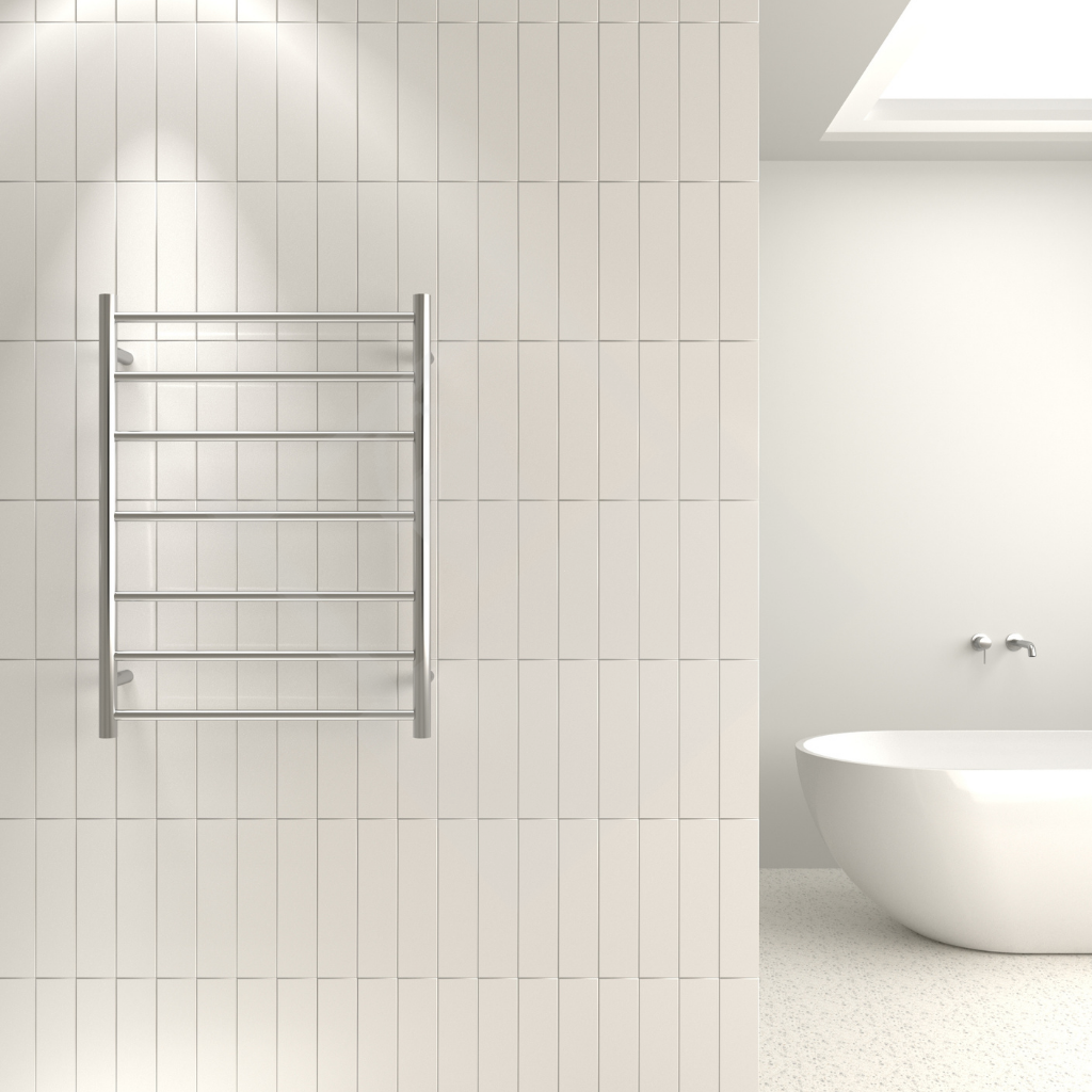 Thermogroup 7 Bar Straight Round Ladder Heated Towel Rail - Stainless Steel