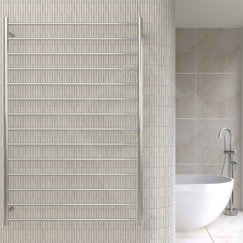 Thermogroup 14 Bar Straight Round Ladder Heated Towel Rail - Stainless Steel