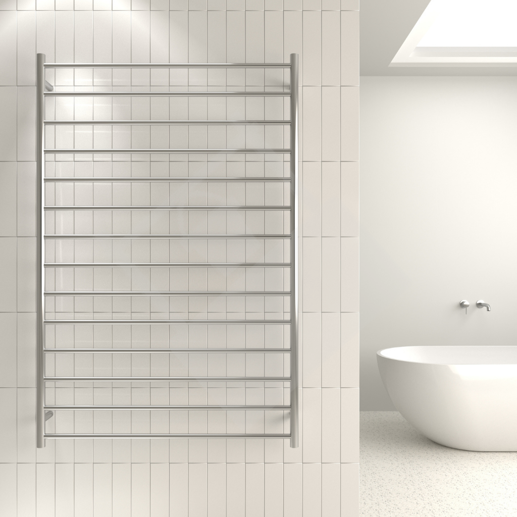 Thermogroup 14 Bar Straight Round Ladder Heated Towel Rail - Stainless Steel