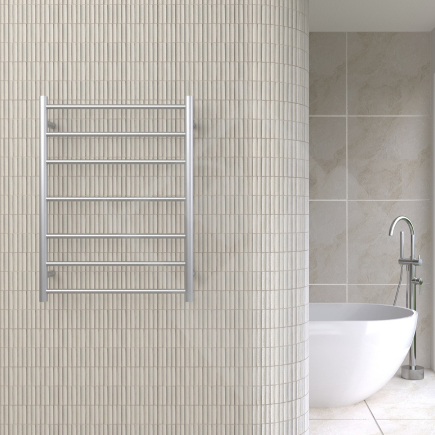 Thermogroup 7 Round Heated Ladder Towel Rail - Brushed Stainless Steel