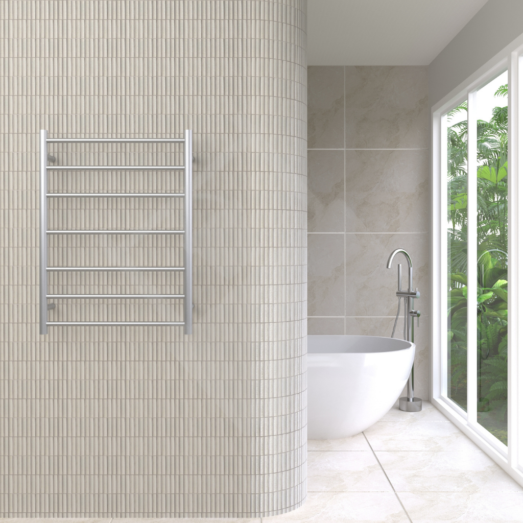 Thermogroup 7 Bar Round Ladder Heated Towel Rail - Brushed Stainless Steel