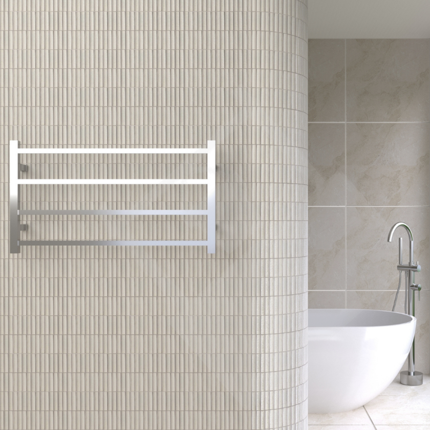 Thermogroup 4 Bar Straight Square Ladder Heated Towel Rail - Polished Stainless Steel